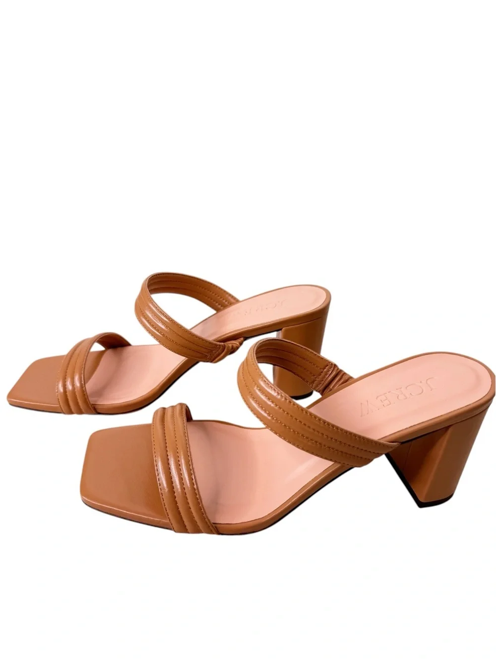 J. CREW NEW in BOX Leather Two Strap Heeled Sandal Size 8.5 in Sand Castle